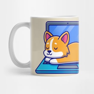 Cute Shiba Inu Dog Sleeping On Laptop Mug